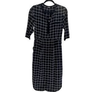 STEVEN ALAN Dress S Black And White SILK Whimsical Print PREPPY